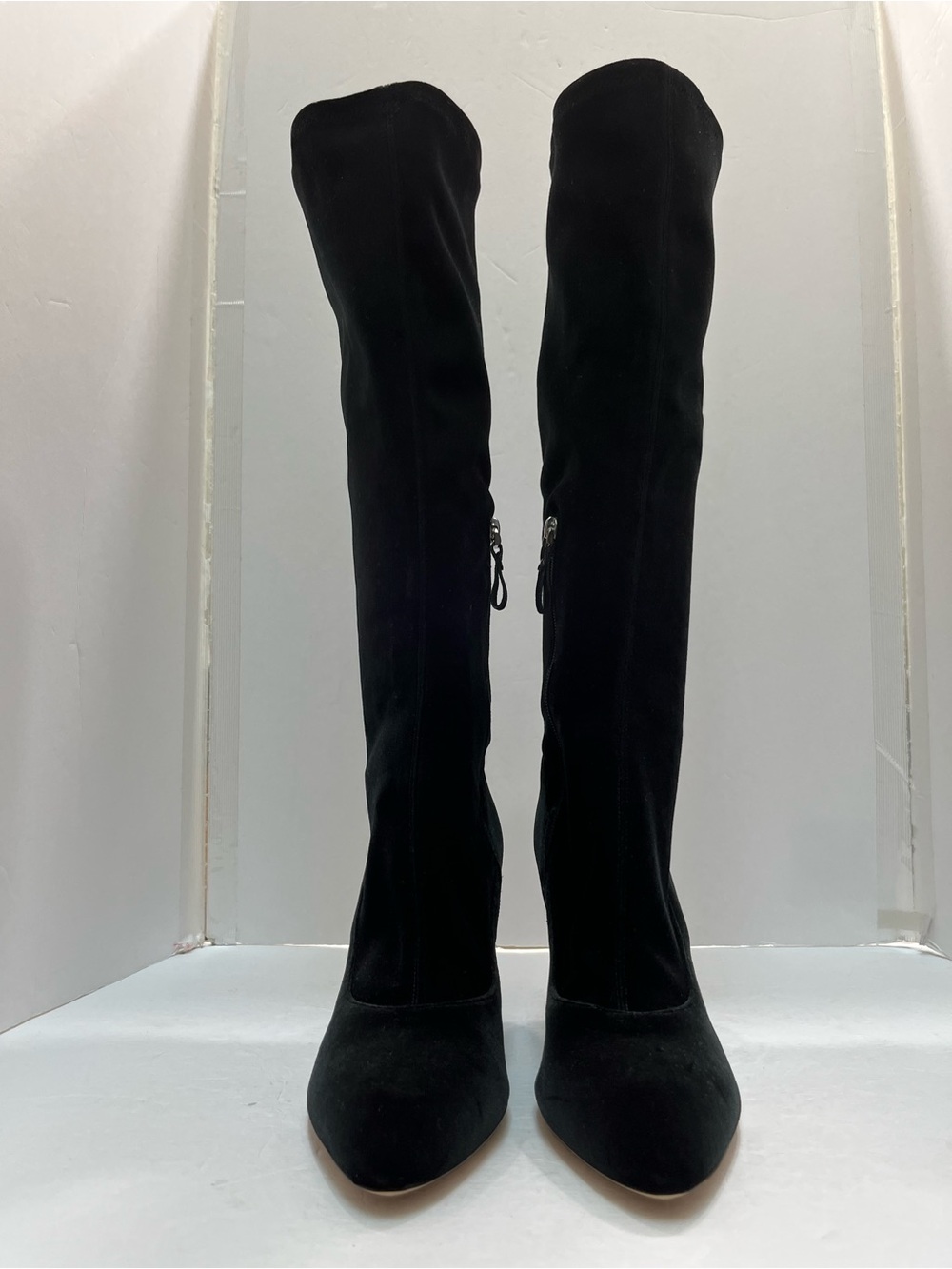 DEIMILLE Italy Black Velvet Knee High Boots Block Heel EU 40 US  9.5  NWOB